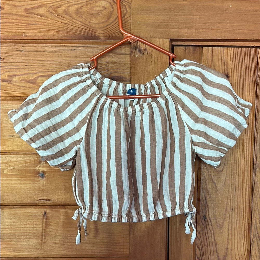 Old Navy Beige and White Striped Wide-Leg Pants